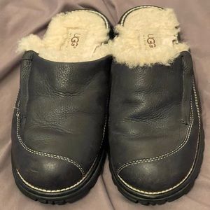 UGG Hampton Sheepskin brown leather mules clogs slippers size 8